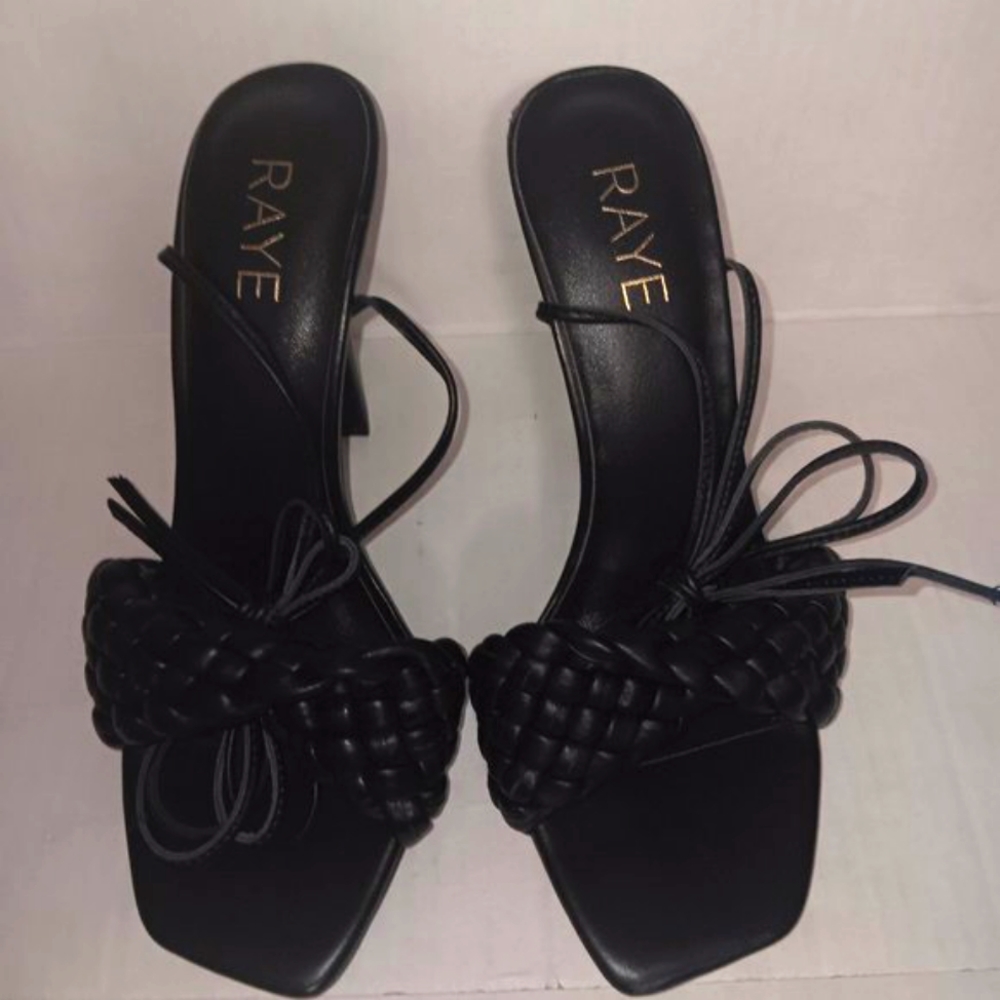 REVOLVE RAYE BRAIDED ANKLE TIE HEEL SANDALS